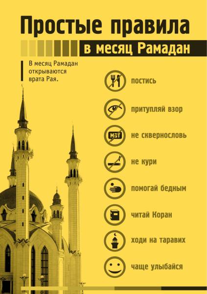 Простые правила. Плакаты-мотиваторы. О Рамадане